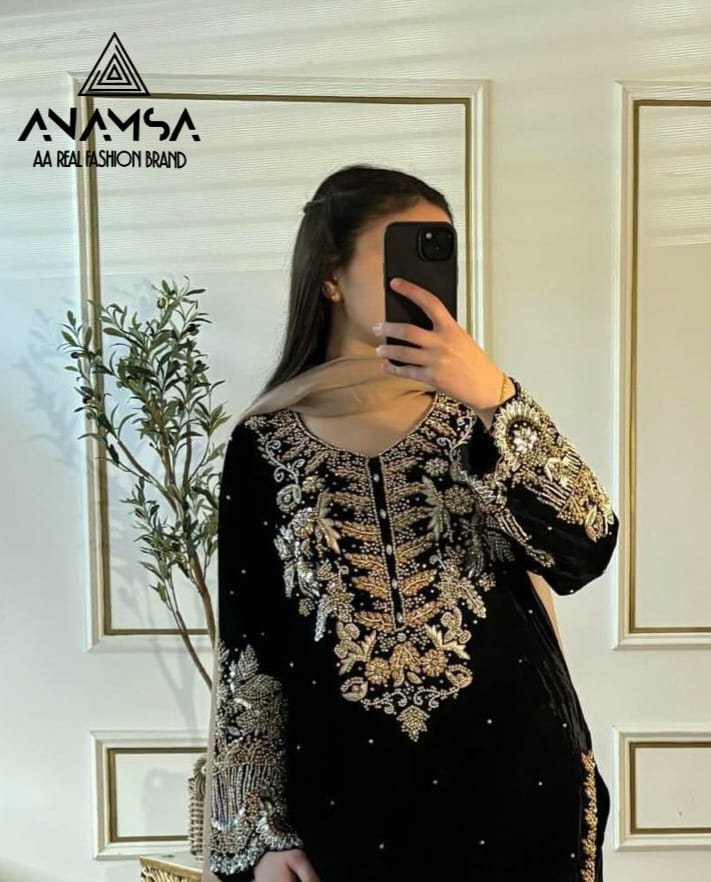 Anamsa 487 Faux Georgette Embroidery Pakistani Suit Wholesale Shop In Surat